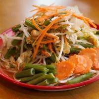 Vegan Papaya Salad · Vegan. Vegetarian papaya salad with peanut, soy sauce coconut sugar, garlic, Thai chili, str...