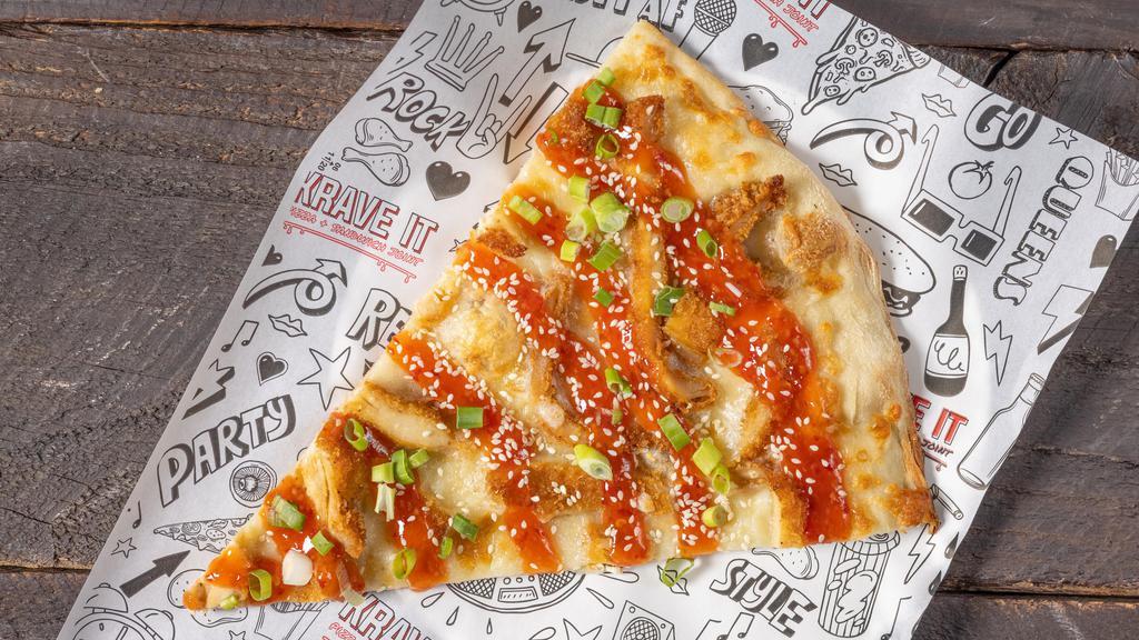 China King (Square) · Our version of general tso chicken - Aled chicken . sweet chili sauce , sesame seeds and scallions.