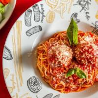 Spaghetti & Meatballs · Pasta. Spaghetti with marinara sauce and meatballs.