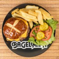 Bacon Cheeseburger (Platter) · Platters served with French fries, lettuce, tomato and sweet pickles.