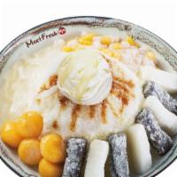 Q Mochi Milk Shaved Ice · Best seller. Q mochi, mini taro balls, sweet potato taro balls, jelly noodle, ice cream.