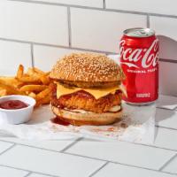 The Centennial Combo · The always-perfect combo of crispy chicken and ooey-gooey cheese on a toasted buttery roll w...