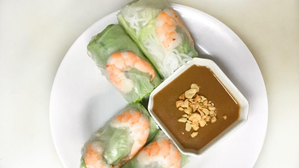 Summer Roll (2) · Shrimp wrapped with lettuce. Noodles, and served with side peanut sauce.
