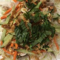 Chicken Salad · Shredded cabbage with chicken, peanuts, fried shallot served with nuoc mam sauce.