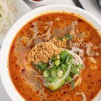 Bun Bo Hue Noodle · Spicy beef soup.
