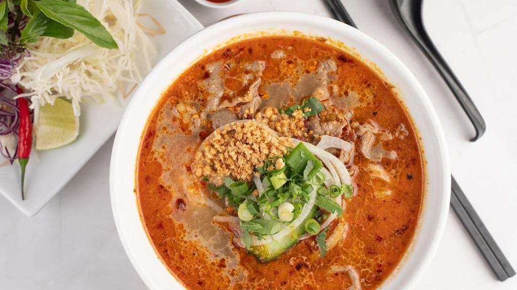 Bun Bo Hue Noodle · Spicy beef soup.