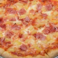 Hawaiian Pizza · Sliced ham and pineapple chunks.