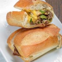 Philly Cheese Steak Hero · Mushrooms, onions, green peppers and american cheese.
