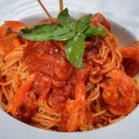 Shrimp Marinara · Jumbo shrimp in a marinara sauce. Served with side salad, your choice of pasta or roasted po...