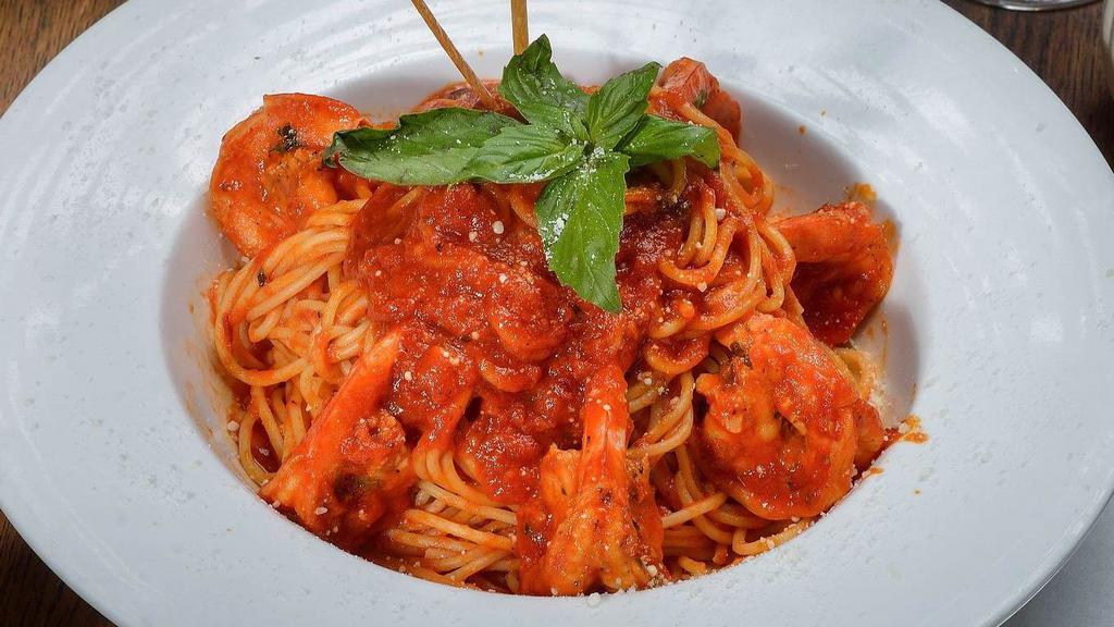 Shrimp Marinara · Jumbo shrimp in a marinara sauce. All entities served over pasta or side of mashed potatoes and vegetables.