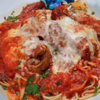 Shrimp Parmigiana · Fresh tomato sauce & smothered with mozzarella cheese. All entities served over pasta or sid...