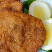 Chicken Cutlet · Pounded and fried. Locally sourced. Coated with Larder-made bread crumbs. SENT COLD UNLESS O...