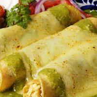 Chicken Enchiladas / Enchiladas De Pollo · MADE WITH MEAT AND SAUCE OF YOUR CHOICE. WITH MOZZARELA CHEESE, CREAM AND STRAWBERRY CHEESE....