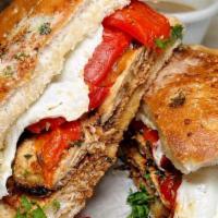 Grilled Chicken With Roasted Pepper And Fresh Mozz · 
