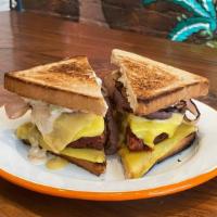 Patty Melt · Lekka white bean patty topped with melted vegan provolone and cheddar, grilled onion, and ho...