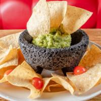 Guacamole & Chips · Homemade guacamole with tortilla chips