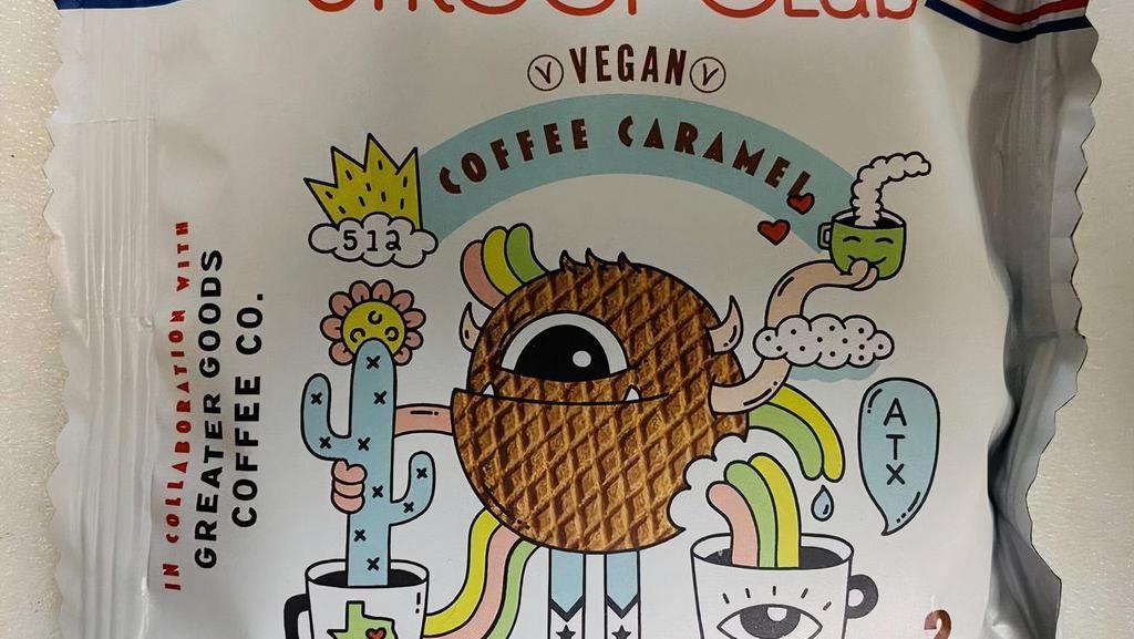 Stroopwafel Coffee Caramel · 2 stroopwafel cookies with coffee caramel center. Vegan!