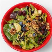 Tangled Up In Bleu · Blueberries, Bleu Cheese Crumbles, Walnuts, Shredded Brussel Sprouts, Craisins, House Honey ...