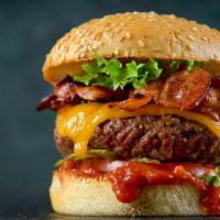 Bacon Cheese Burger · Classic style burger with turkey bacon and American cheese.