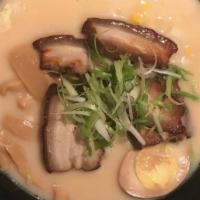 Waza Buta Kakuni Ramen · Tonkotsu soup served with our marinated braised pork belly, menma,, scallions, egg, nori and...