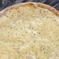 White Pizza · Ricotta, mozzarella, cheese and a touch of garlic.
