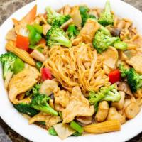 Shanghai Egg Noodle Stir Fried · with Choice of Beef, Chicken or Pork.