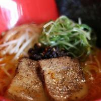 Toribro Spicy Ramen · Our chicken paitan soup with house made spicy sesame oil. loaded with nori seaweed, scallion...