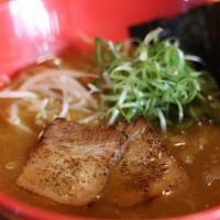 Toribro Miso Ramen · Our chicken paitan soup with Japanese koji miso. Loaded with nori seaweed, scallions, bean s...