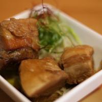 Kakuni Pork  Appetizer · Pork Kakuni is cubed pork cooked to melt in your mouth.
It is served with bean sprouts,scall...