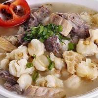 Peruvian White Corn Soup With Various Meats · 