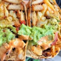 Norcal Burrito · Hella big flour tortilla, hella meat, straight-cut fries, cheese, sour cream, guacamole, sec...