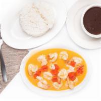 Camarones Al Ajillo · Shrimps in garlic sauce. Served with choice of two side orders: white, yellow, or gray rice,...