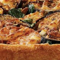 Farmer'S Market Deep Dish (7' Individual) · Basil pesto topped with caramelized onions, fresh spinach, sun-dried and plum tomatoes, roas...