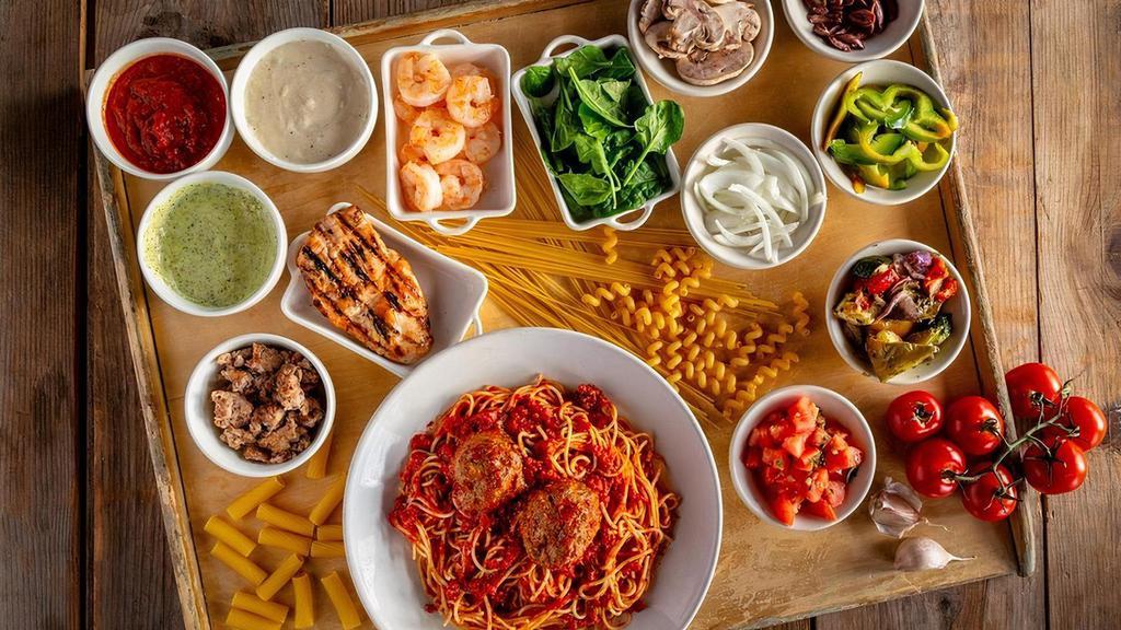 Create Your Own Pasta · You call the shots! Mix and match how you want to create your perfect pasta experience.
