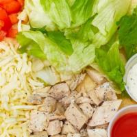 Buffalo Chicken · Iceberg, Grilled Chicken, Tomatoes, Mozzarella Cheese, Ranch Dressing & Hot Sauce