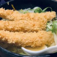 Shrimp Tempura Udon · Japanese noodle soup with shrimp tempura.