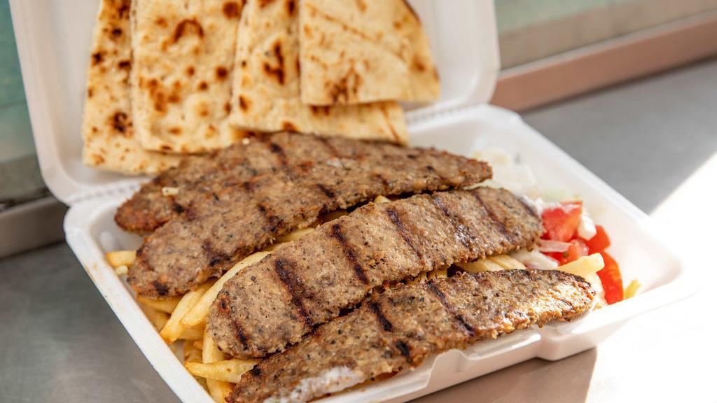 Gyro (Beef) Platter · with french fries or rice, side salad and pita