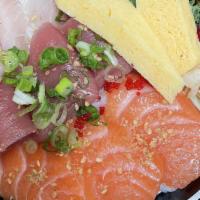 Chirashi · Assorted sashimi over rice.