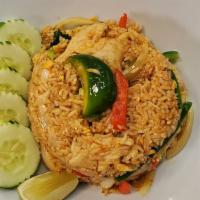 Fr-3. Spicy Basil Fried Rice · Fried rice with egg, hot chili, onion, bell pepper and basil.