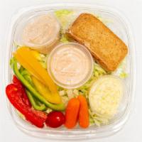 Lunch Box · Fresh sliced vegetables, egg salad, tuna salad, russian dressing and melba toast.