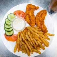 #79 (2) Pieces Chicken Tender, 8 Pieces Md. Shrimp, Rice Or Ff, Can Soda · 