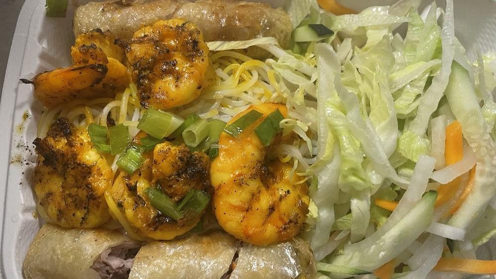 Spring Rolls & Shrimps · With vermicelli.
