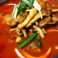Tofu Seafood Jjamppong · Korean-chinese style spicy seafood soup with tofu