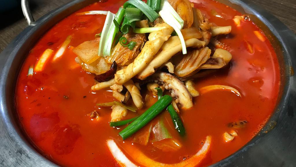 Tofu Seafood Jjamppong · Korean-chinese style spicy seafood soup with tofu