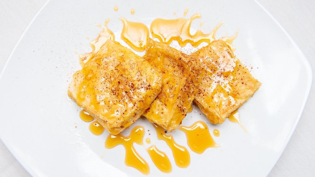 Leche Frita · Little Basque delicacies with caramel sauce