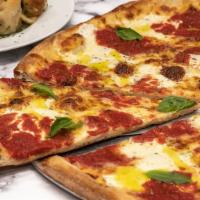 Margherita Slice · One slice. Fresh mozzarella and basil with pizza sauce.