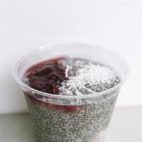 Chia Pot · Almond and coconut milk, chia seeds, dates, cranberries, sliced almonds and shredded coconut...