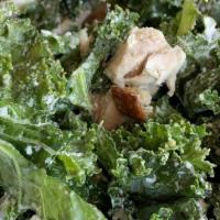Kale Caesar Salad · Rotisserie chicken breast, croutons, homemade Caesar dressing.