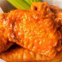 5 Wings · 5 Jumbo Bone-In Wings tossed in your choice of 1 sauce.  Served with celery and ranch or ble...