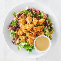 H2Go Honey Pecan Chicken Salad · Mixed greens topped with your choice of grilled or crispy chicken, honey-roasted pecans, ble...